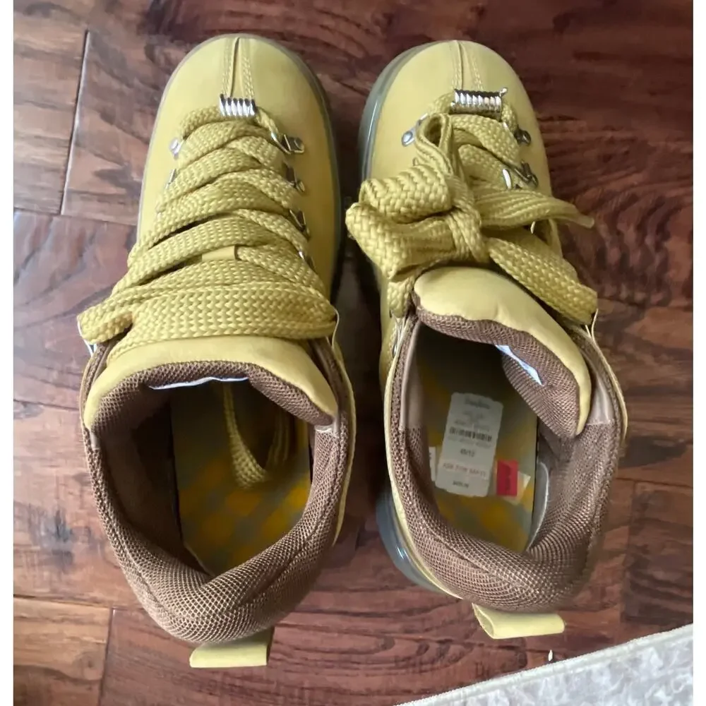 $1,195 NIB Burberry Trek Leather Low-Top Boots Sneakers Tan/Gray Men's 45(12)